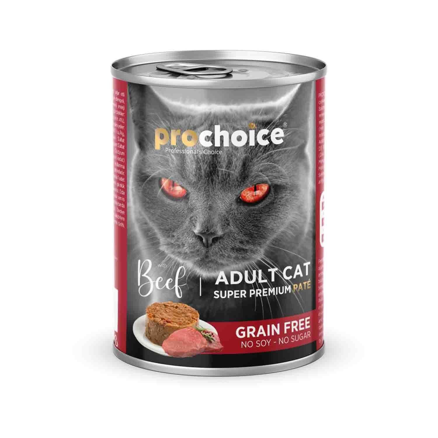 Prochoice Sığır Etli Şekersiz Tahılsız Ezme Yetişkin Kedi Konservesi 400 Gr