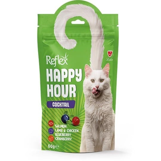 Reflex Happy Hour Cocktail Somonlu, Kuzulu, Tavuklu ve Yaban Mersinli Kedi Ödül Maması 60 Gr
