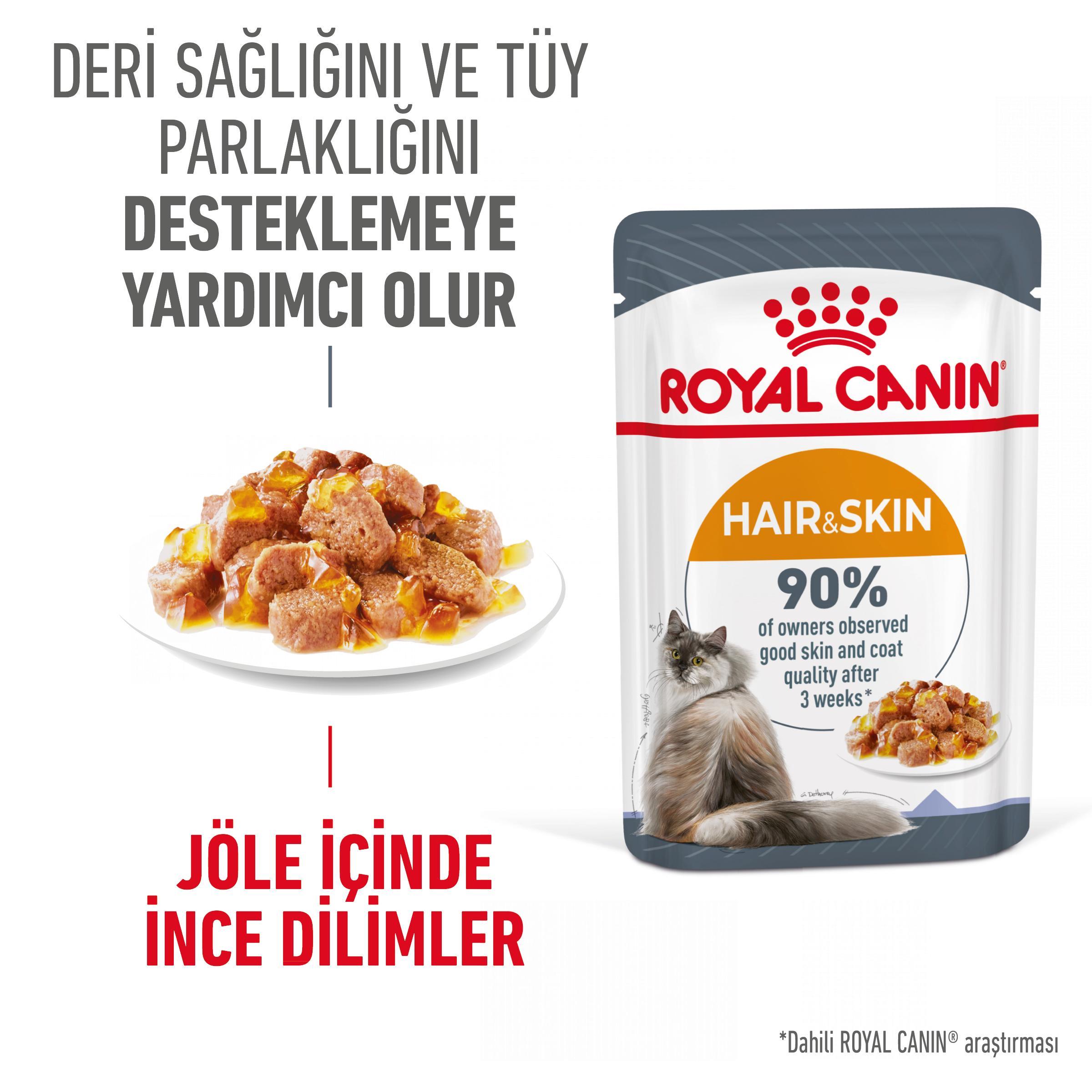 Royal Canin Hair&Skin Jelly Pouch Deri ve Tüy Sağlığı İçin Yetişkin Kedi Yaş Maması 85 Gr