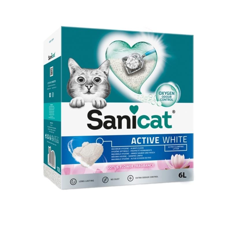 Sanicat Active White Lotus Çiçeği İnce Taneli Kedi Kumu 6 Lt