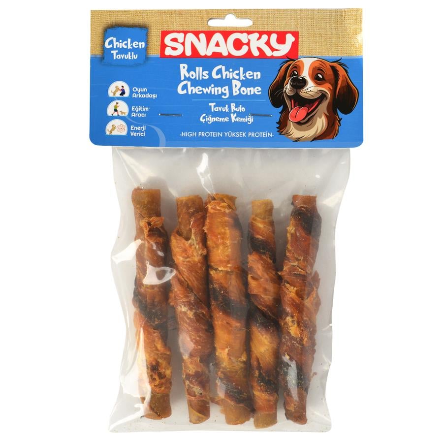 Snacky Füme Tavuk Rulo Köpek Ödül 5'li 7,5cm 100 Gr