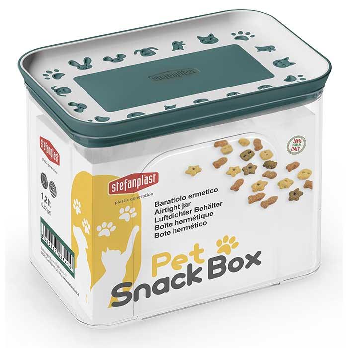 Stefanplast Dikdörtgen SnackBox Ödül Maması Kutusu Yeşil/Beyaz 1,2 Lt