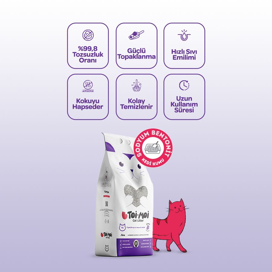 Toi Moi Flora Lavanta Sodyum Bentonit İnce Kedi Kumu 10 Lt