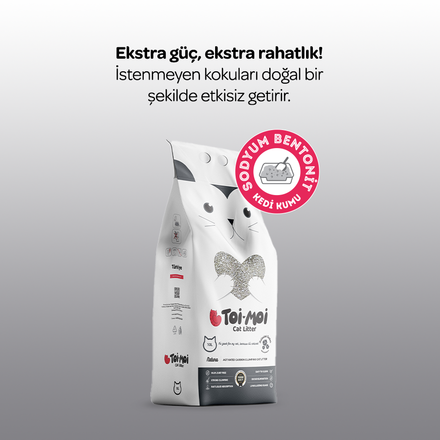 Toi Moi Natura Cream Aktif Karbon Sodyum Bentonit İnce Kedi Kumu 10 Lt