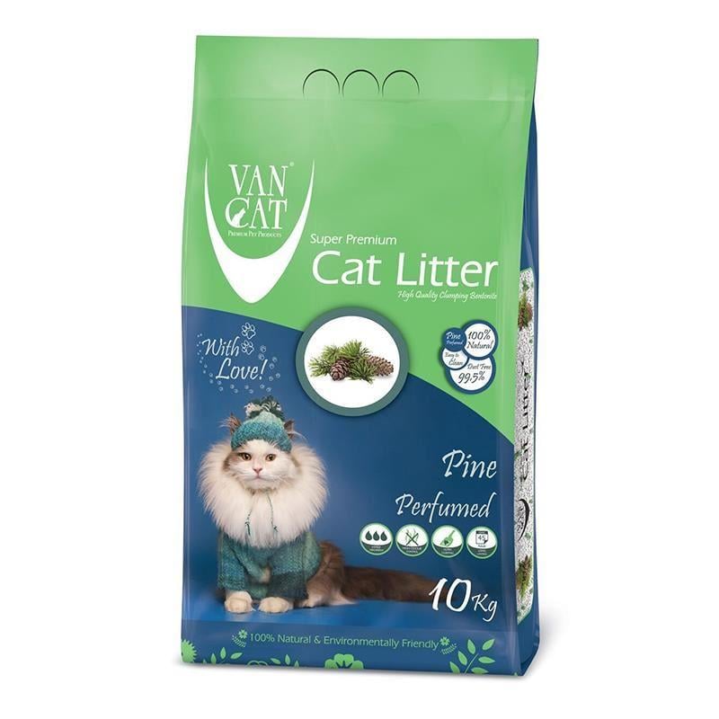 VanCat Çam Kokulu Topaklaşan İnce Taneli Kedi Kumu 10 Kg