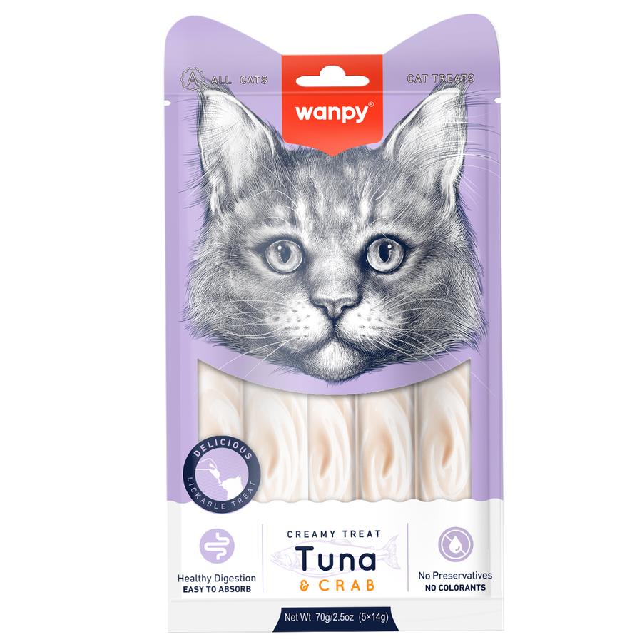 Wanpy Ton Balıklı & Yengeçli Krema Kedi Ödülü 5x14 Gr
