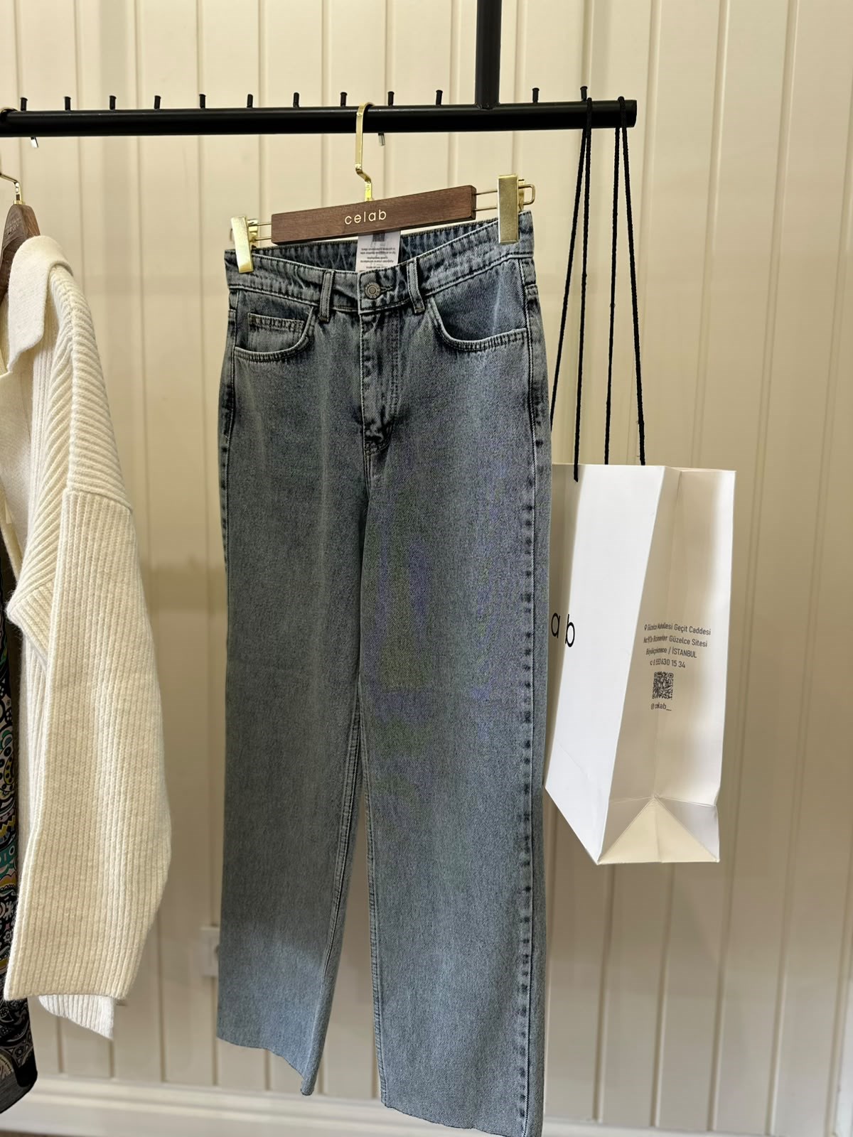 CROP JEAN PANTOLON Mavi