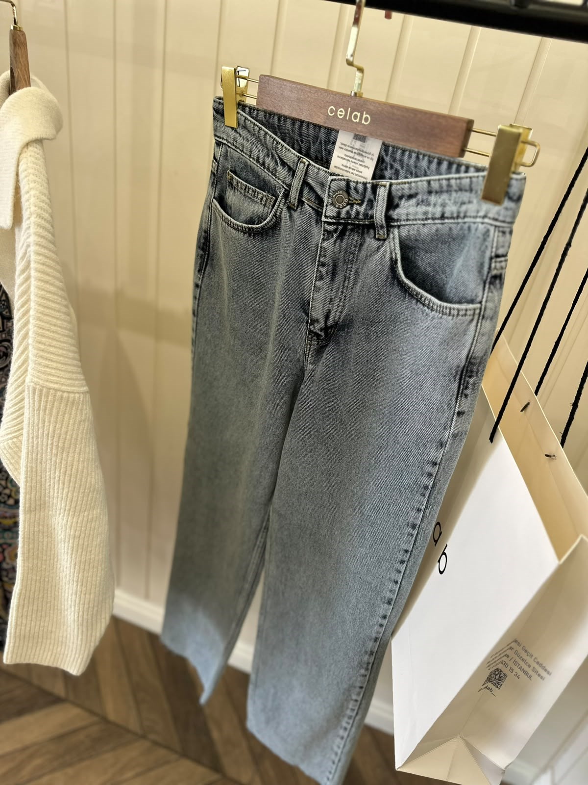 CROP JEAN PANTOLON Mavi