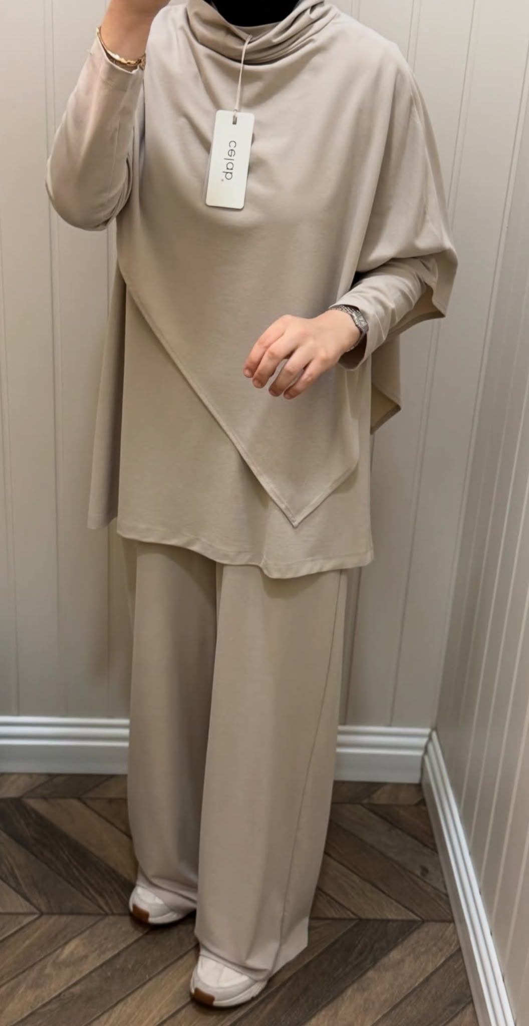 FW2627 ÜÇLÜ PELERİN TAKIM Bej