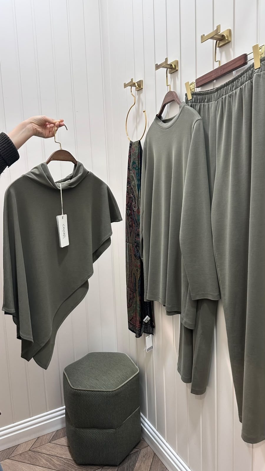 FW2627 ÜÇLÜ PELERİN TAKIM Haki