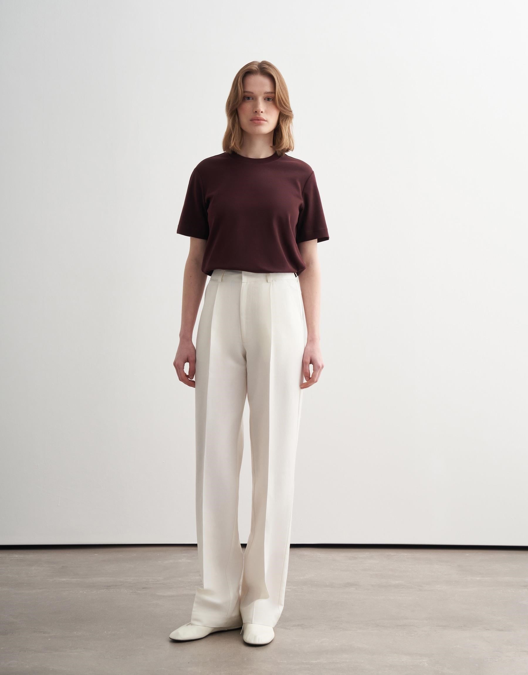KENEVİR KARIŞIMLI Straight Fit Pantolon Ekru