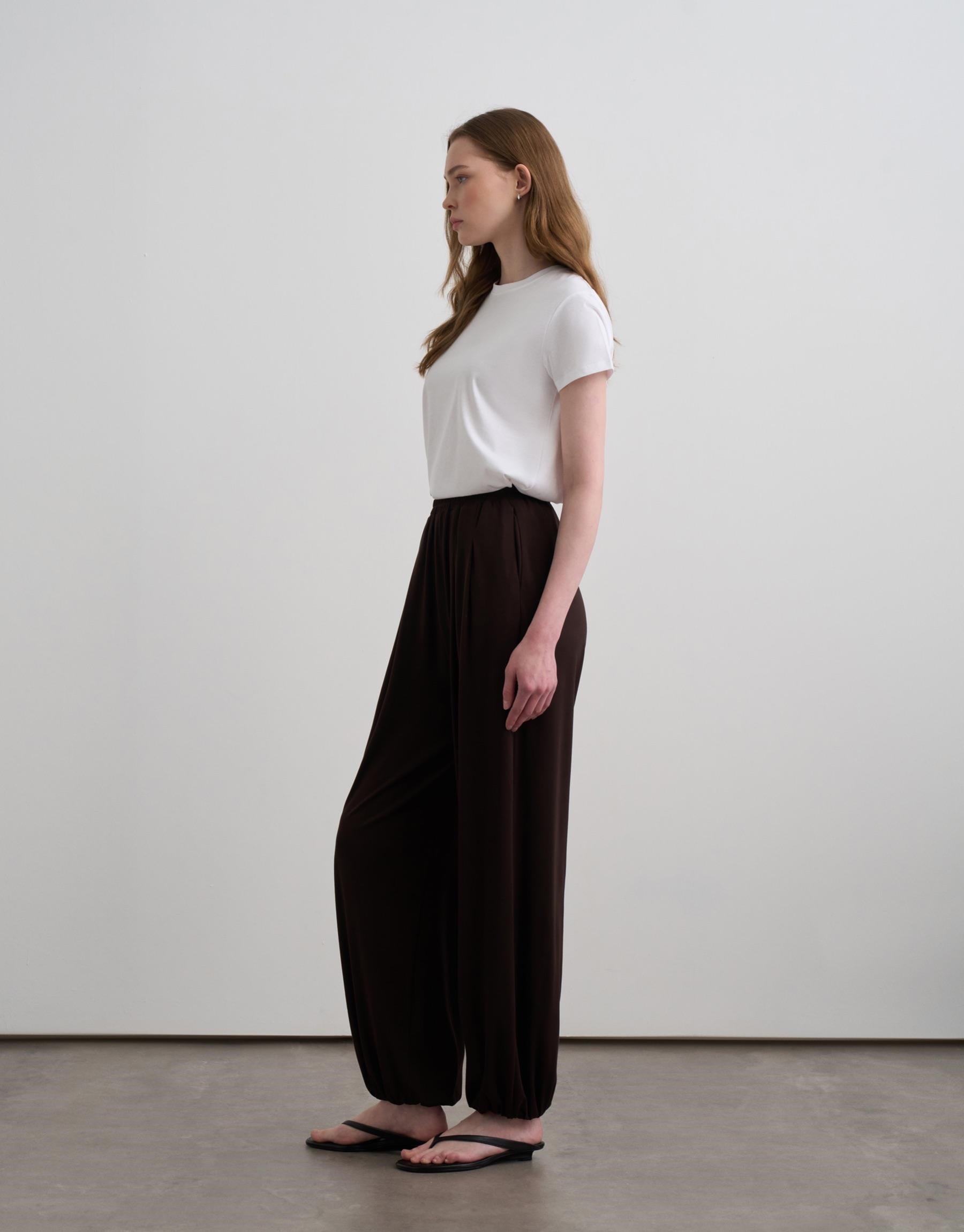 RAYON DÖKÜMLÜ JOGGER PANTOLON Kahverengi
