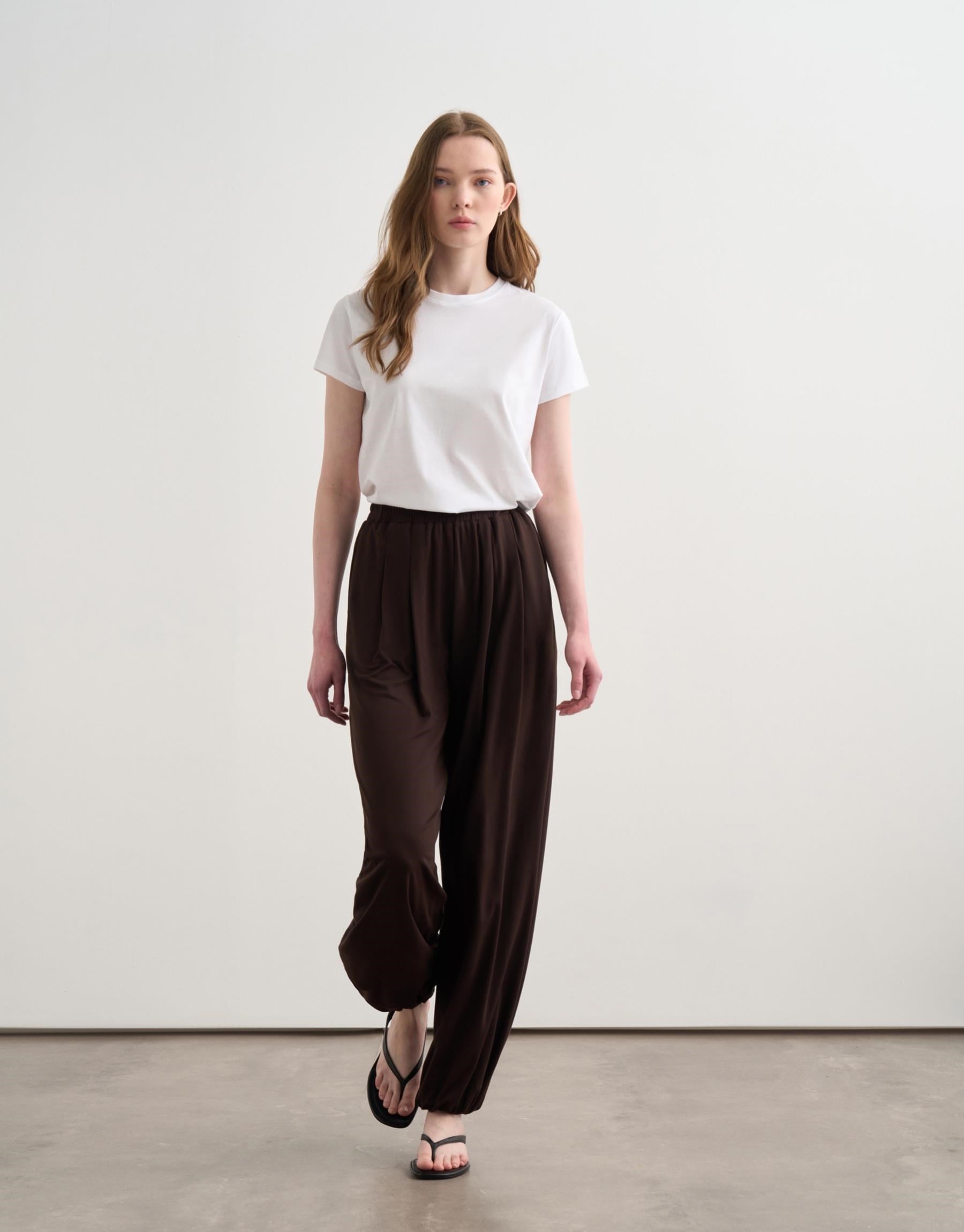 RAYON DÖKÜMLÜ JOGGER PANTOLON Kahverengi
