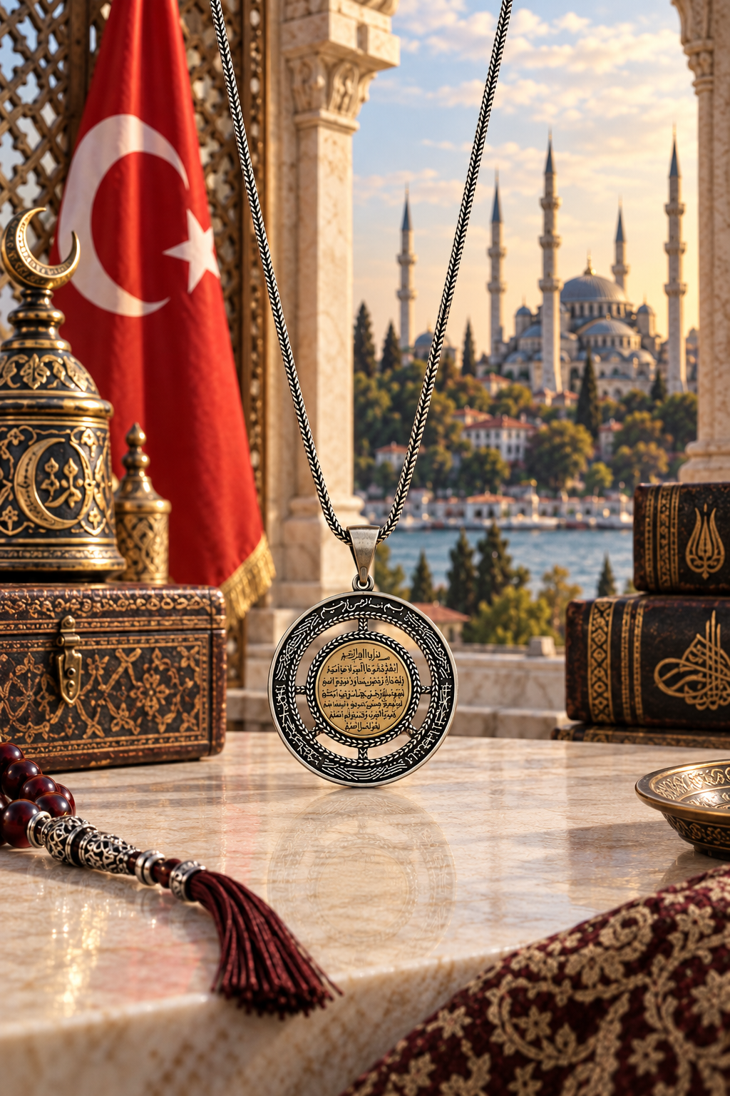 925 AYAR AYETEL KURSİ ERKEK GÜMÜŞ KOLYE