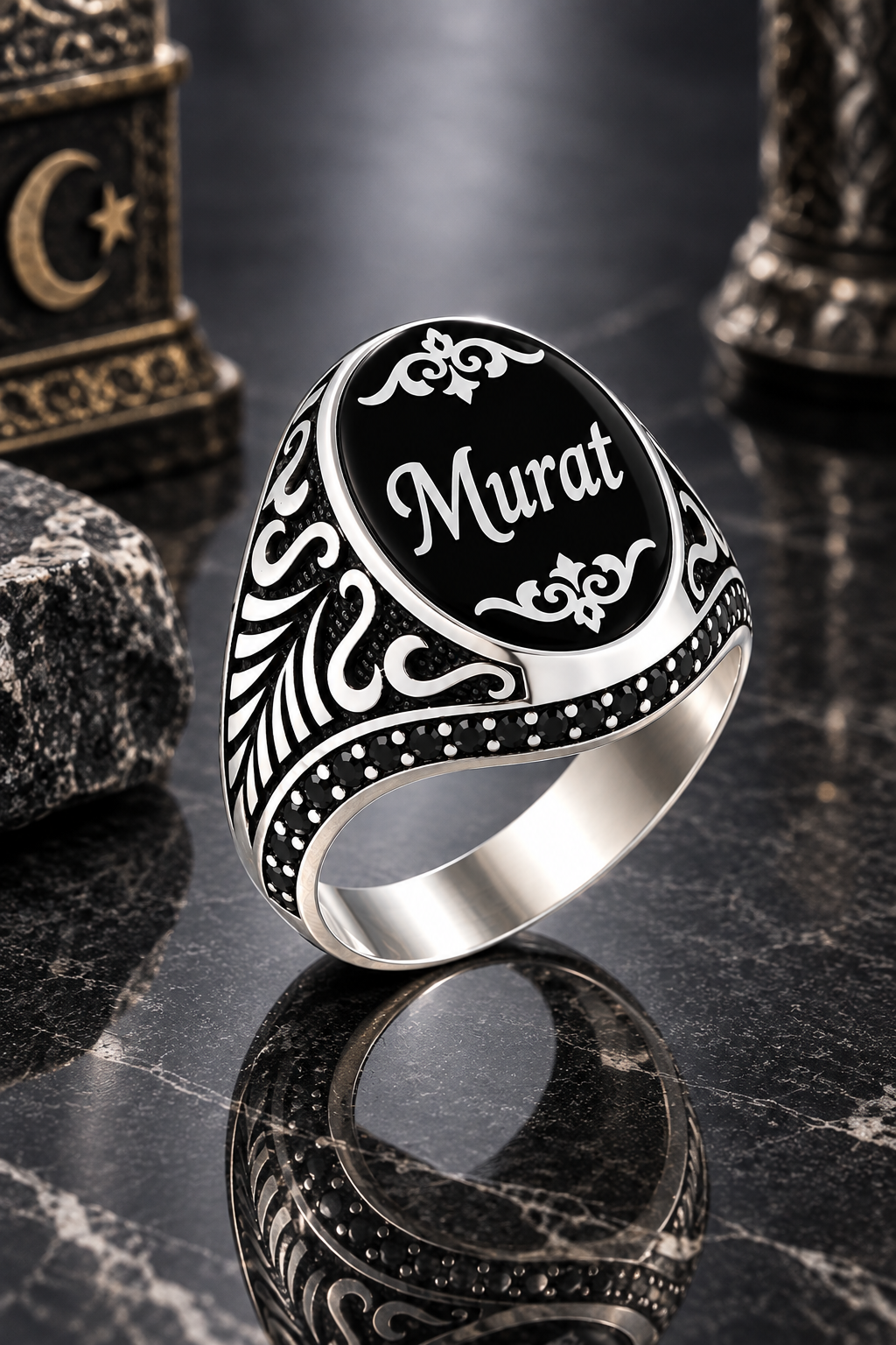 925 AYAR İSİM YAZILI ERKEK GÜMÜŞ YÜZÜK