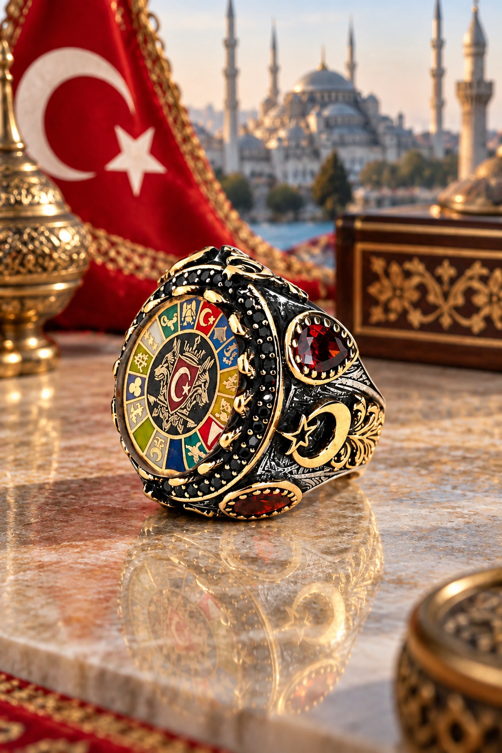 925 AYAR OKSİDE KAPLAMA TÜRK DEVLETLERİ TURAN BİRLİĞİ ERKEK GÜMÜŞ YÜZÜK