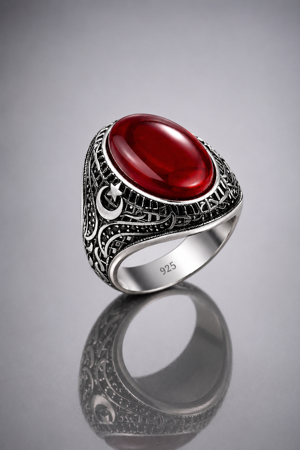 925 AYAR OVAL AKİK TAŞLI ERKEK GÜMÜŞ YÜZÜK