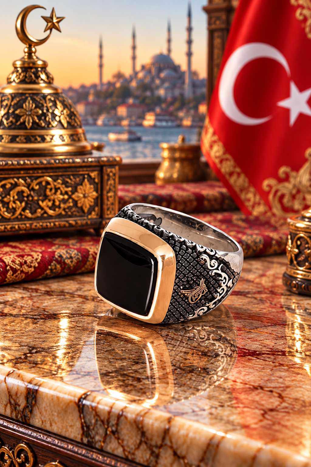 925 AYAR  ÖZEL TASARIM  ONİKS TAŞLI ERKEK GÜMÜŞ YÜZÜK
