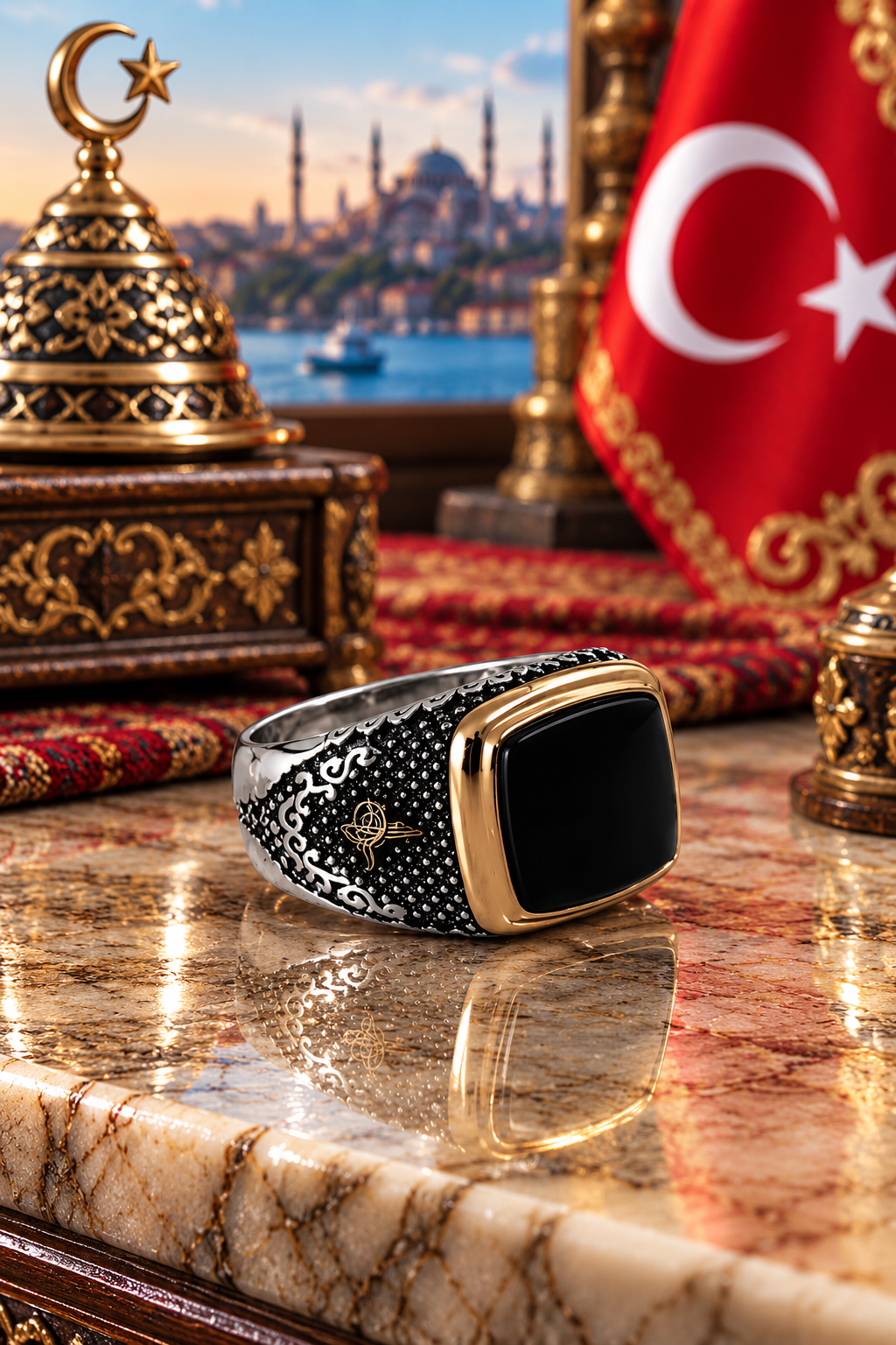 925 AYAR  ÖZEL TASARIM  ONİKS TAŞLI ERKEK GÜMÜŞ YÜZÜK