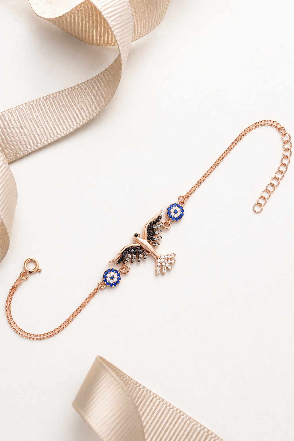 925 AYAR R0SE KAPLAMA ANKA KUŞU İKİLİ GÜMÜŞ SET