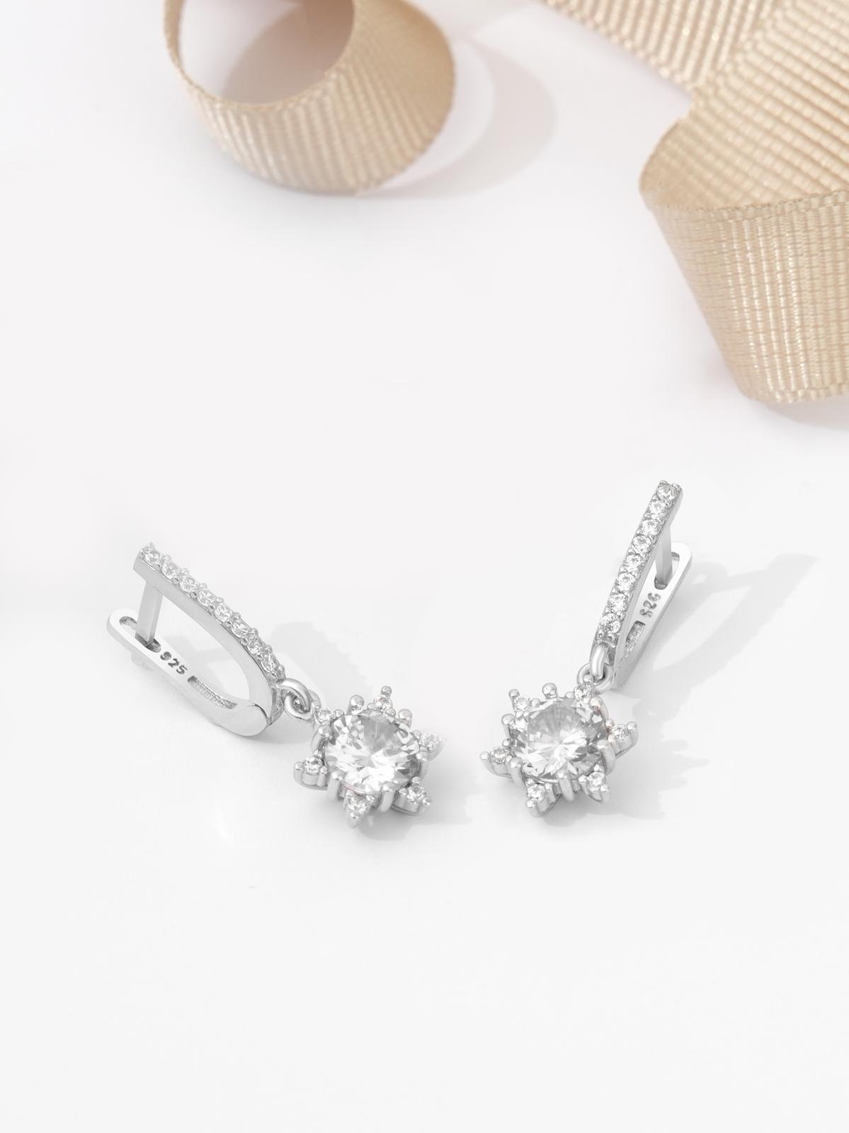 925 AYAR RODYUM KAPLAMA ZİRKON TAŞLI LOTUS ÇİÇEĞİ AŞK GÜNEŞİ GÜMÜŞ SET