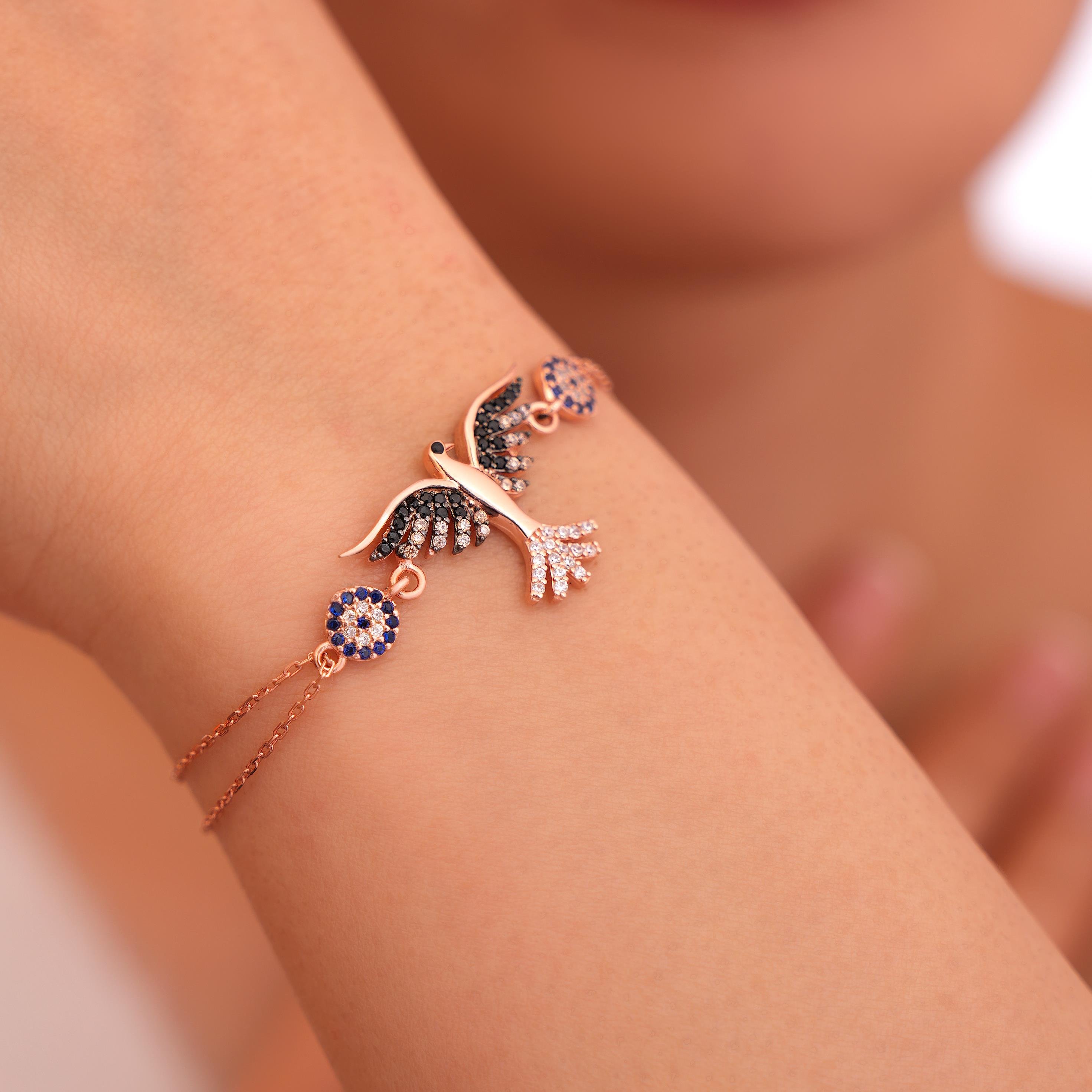 925 AYAR ROSE KAPLAMA ANKA KUŞU GÜMÜŞ BİLEKLİK