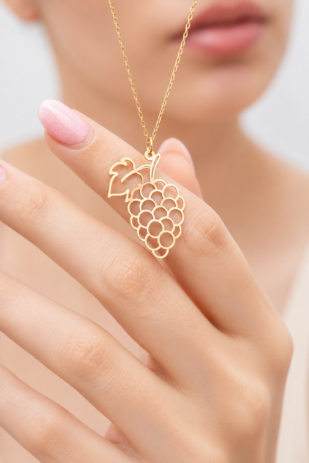 925 AYAR  ROSE KAPLAMA ÜZÜM SALKIMI  GÜMÜŞ KOLYE