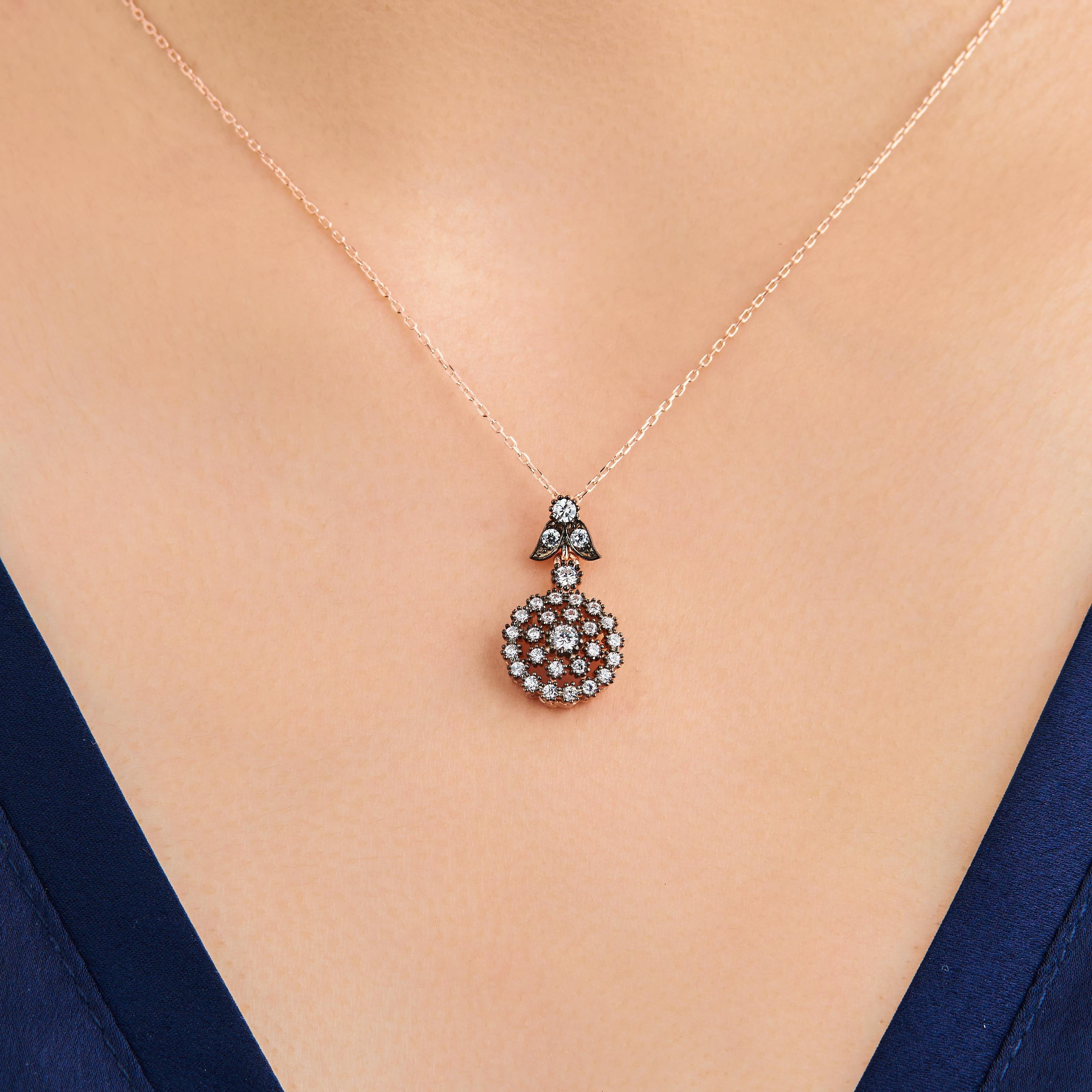 925 Ayar Tasarım Elmas Montür Papatya Gümüş Set