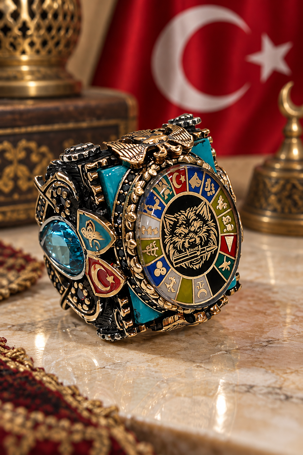 925 AYAR TURAN BİRLİĞİ  - TÜRK DEVLETLERİ  TEŞKİLATI ERKEK GÜMÜŞ YÜZÜK