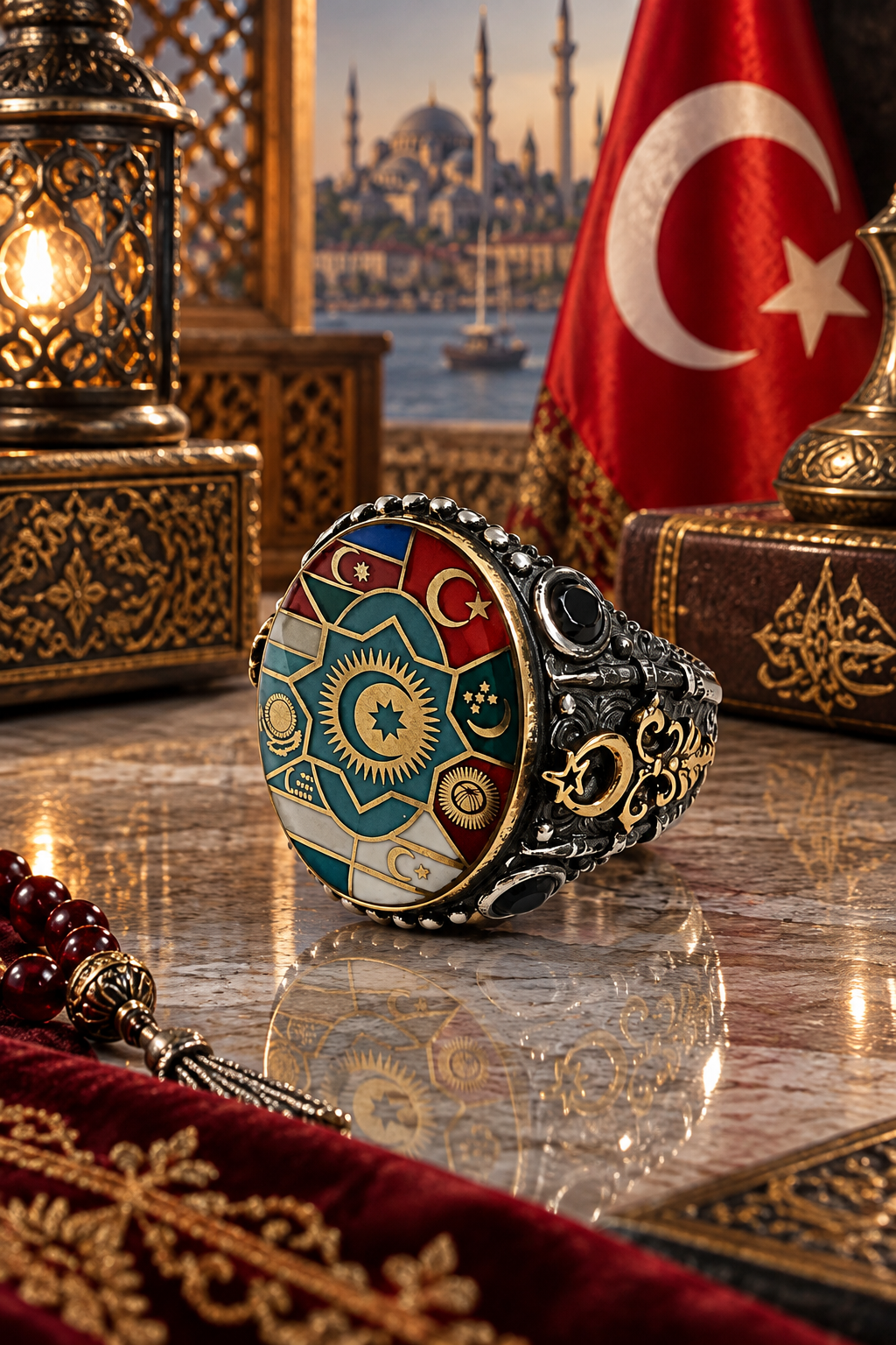 925 AYAR TÜRK DEVLETLERİ TEŞKİLATI ERKEK GÜMÜŞ YÜZÜK