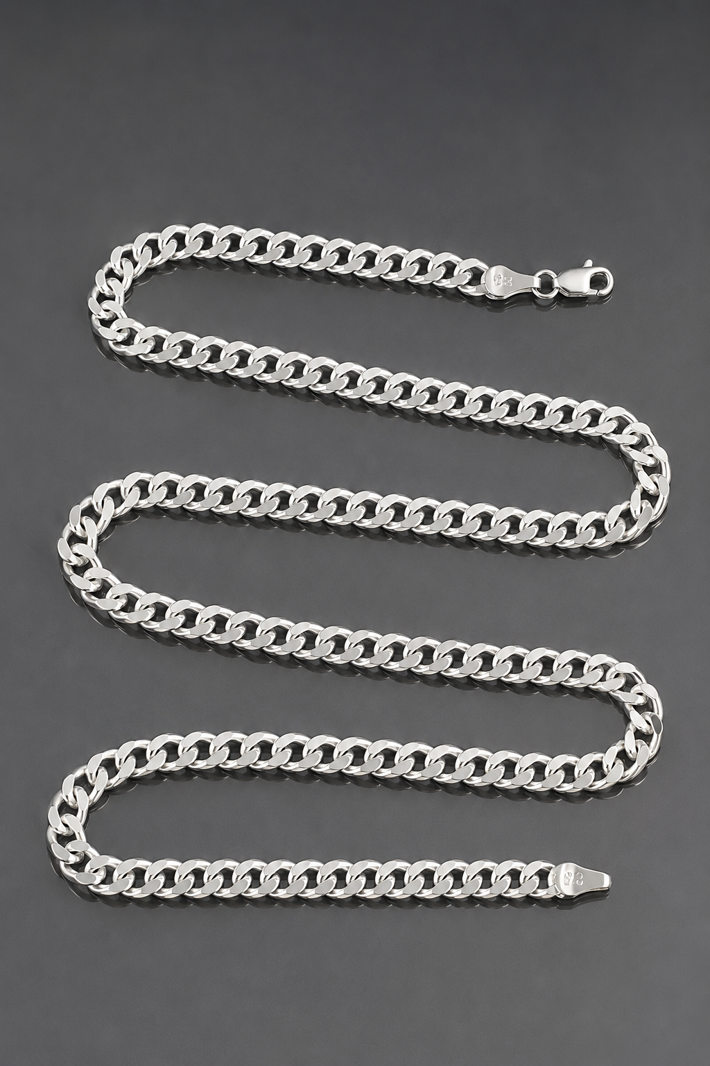 925  RODYUM KAPLAMA 5 MM GURMET MODEL GÜMÜŞ ERKEK KOLYE