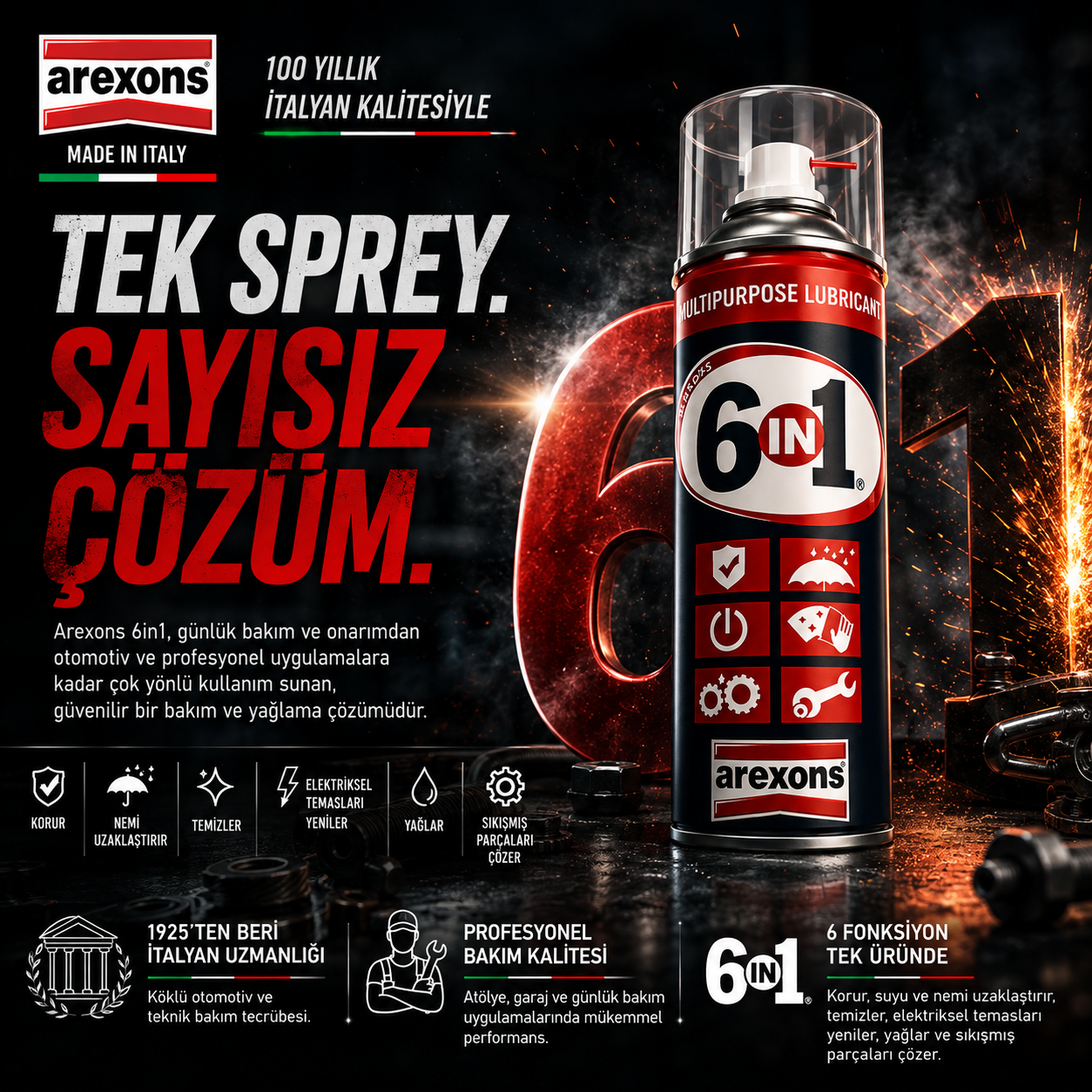 Arexons 6in1 Pas Sökücü ve Yağlayıcı 200 ml | Arexons