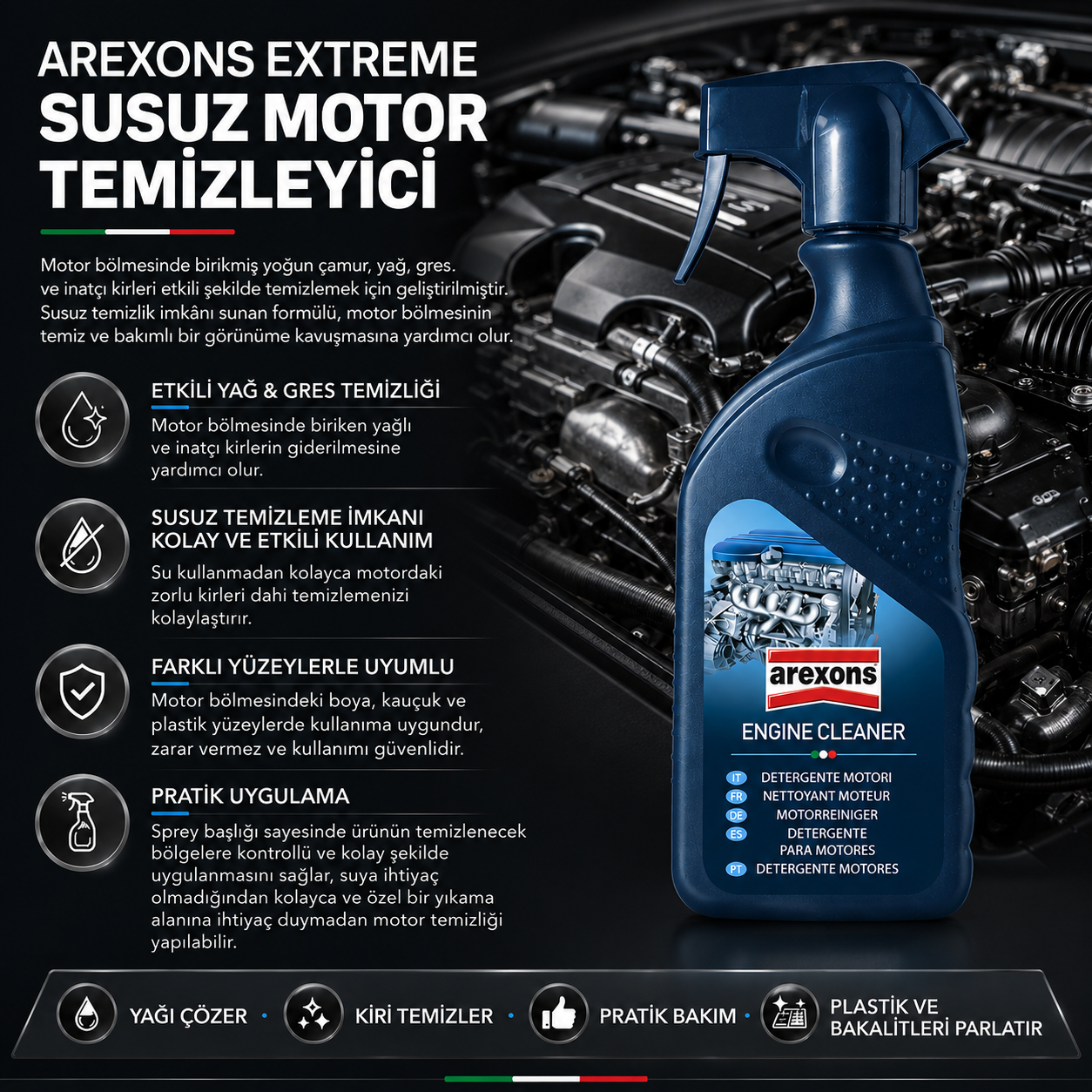 Arexons Extreme Susuz Motor Temizleyici 400 ml | Auton Detail | Arexons
