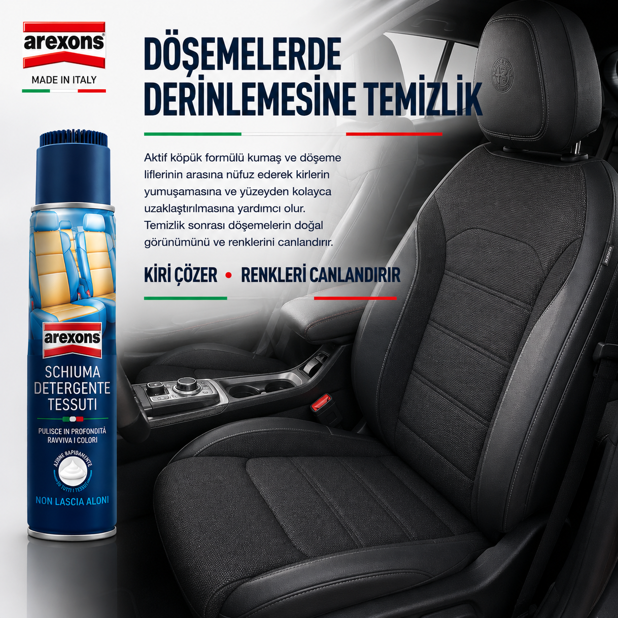 Arexons Kumaş Döşeme Araç İçi Temizleyici Köpük 400 ml | Auton Detail | Arexons