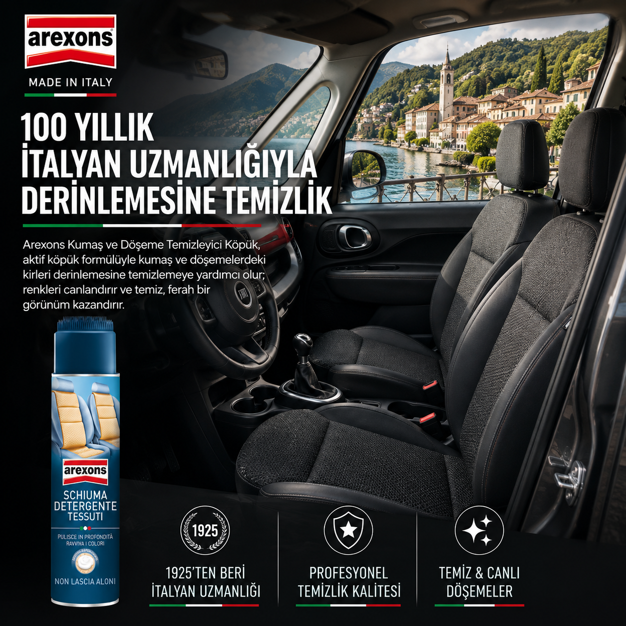 Arexons Kumaş Döşeme Araç İçi Temizleyici Köpük 400 ml | Auton Detail | Arexons