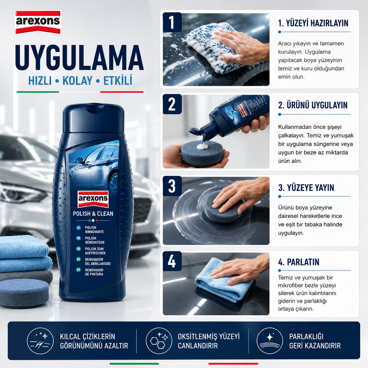 Arexons Güçlü ve Etkili Sıvı Pasta Cila 500 ml | Auton Detail | Arexons