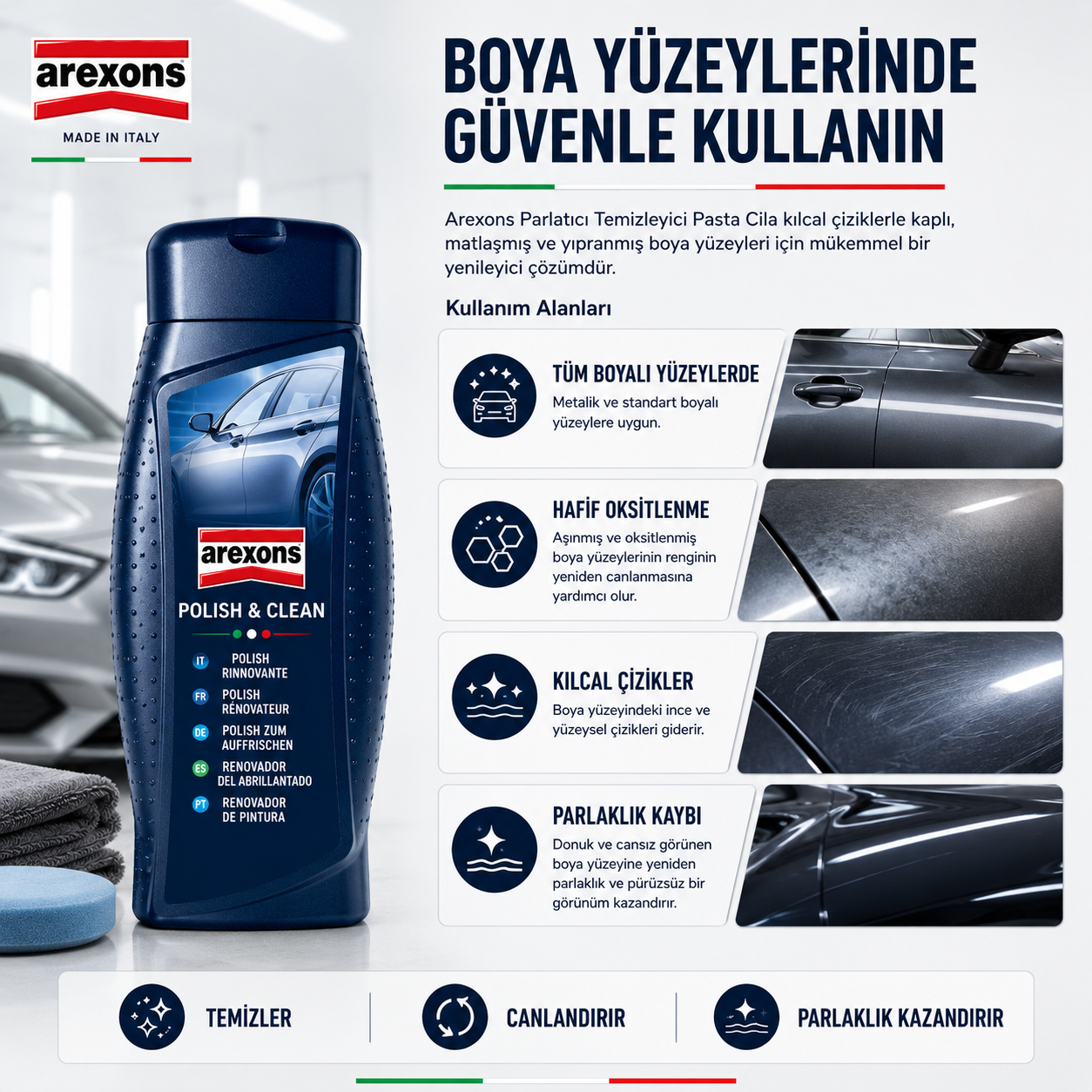 Arexons Güçlü ve Etkili Sıvı Pasta Cila 500 ml | Auton Detail | Arexons
