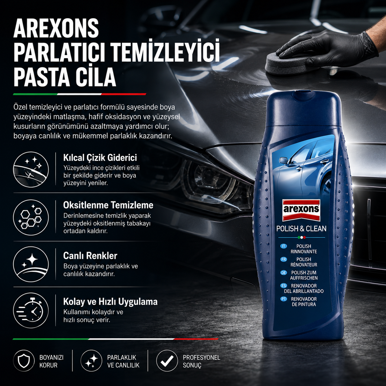 Arexons Güçlü ve Etkili Sıvı Pasta Cila 500 ml | Auton Detail | Arexons