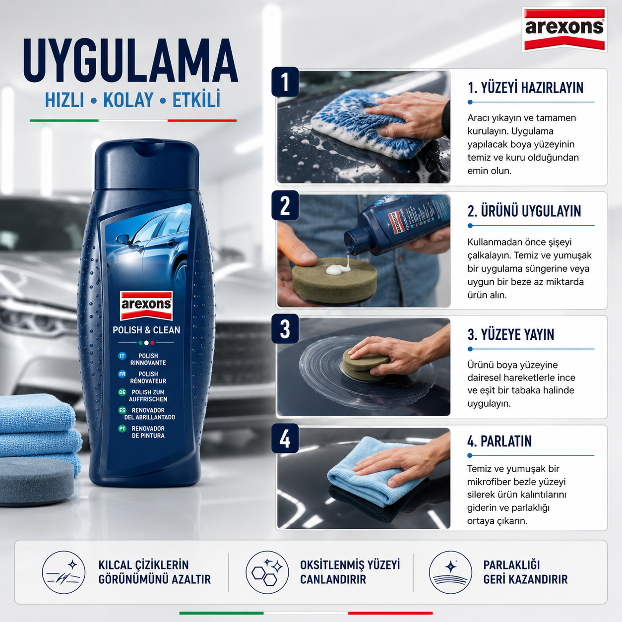 Arexons Güçlü ve Etkili Sıvı Pasta Cila 500 ml | Auton Detail | Arexons
