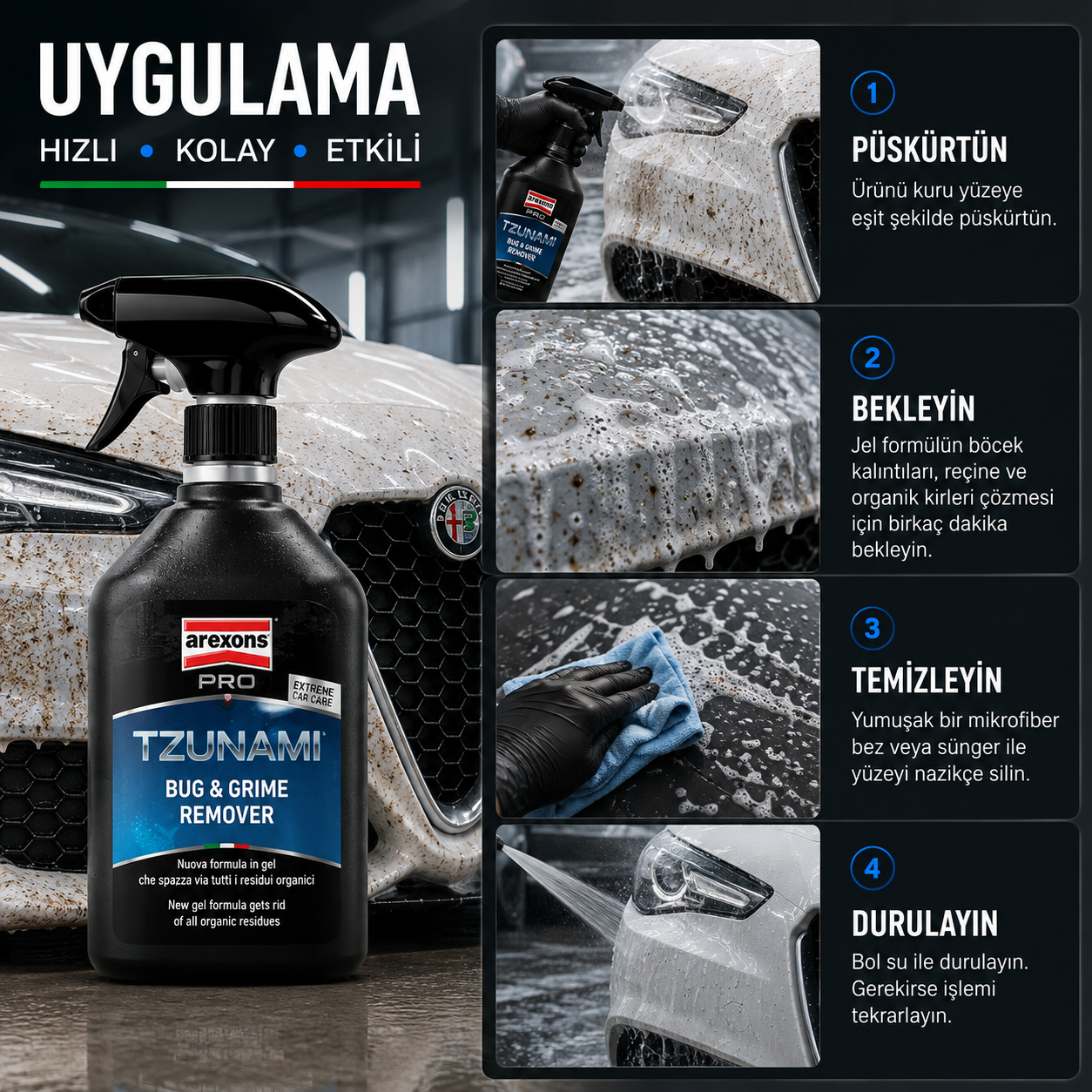 Arexons TZUNAMI - Reçine ve Böcek Temizleyici 500 ml | Auton Detail | Arexons