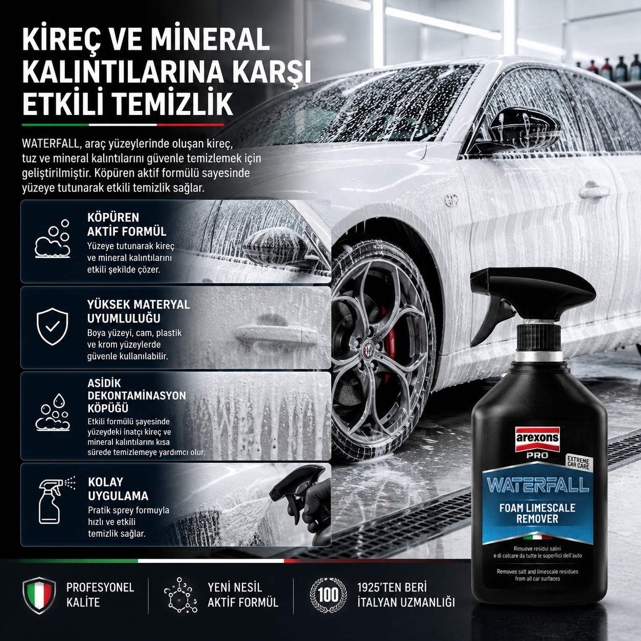 Arexons WATERFALL - Kireç Sökücü Köpük 500 ml | Auton Detail | Arexons
