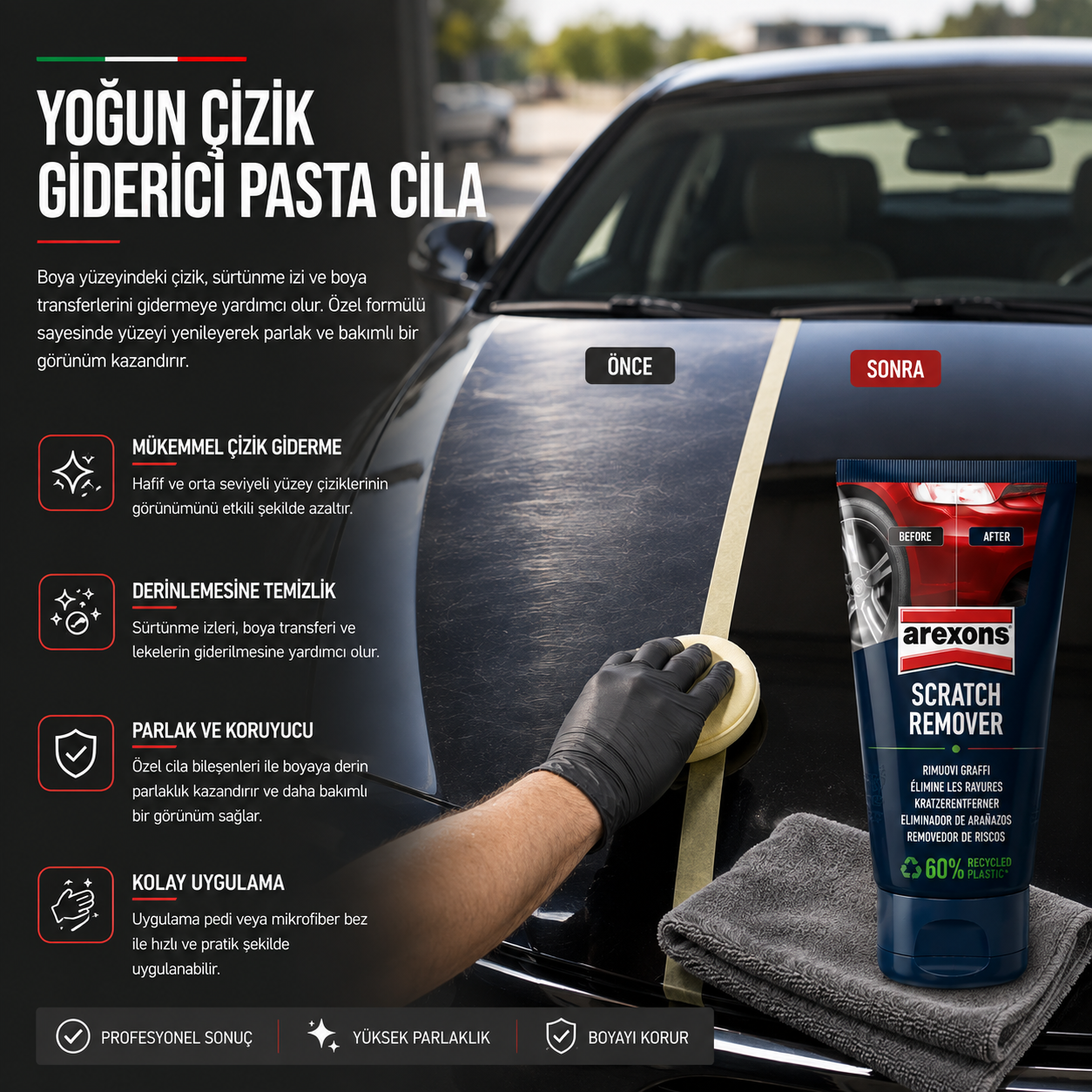 Arexons Yoğun Çizik Giderici Pasta Cila 150 ml | Auton Detail | Arexons