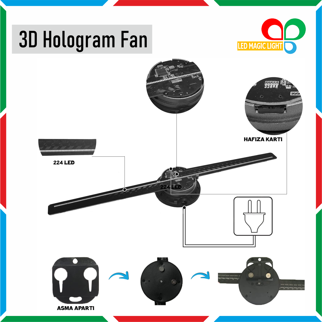 3D HOLOGRAM FAN 42 cm LED 