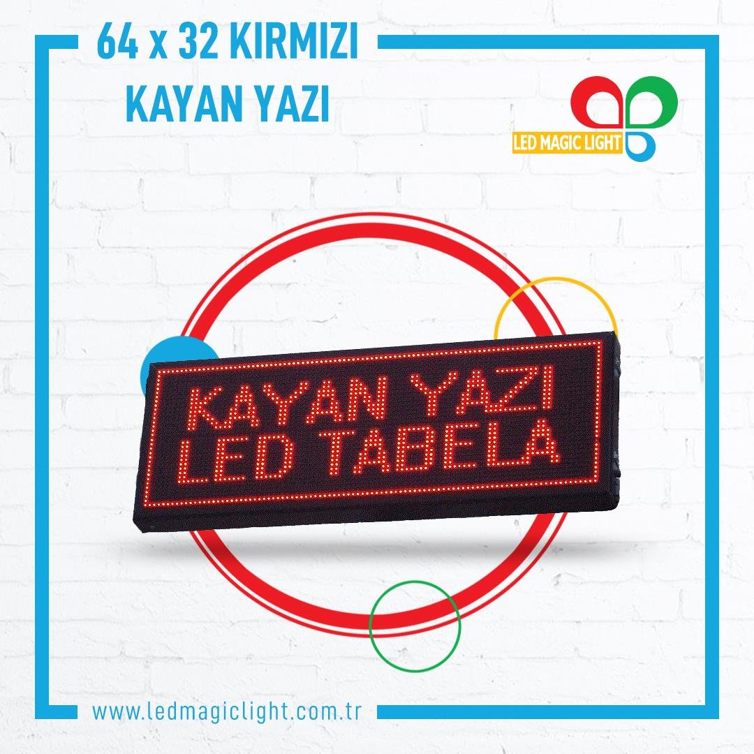 64 x 32 KIRMIZI KAYAN YAZI - Led Magic Light