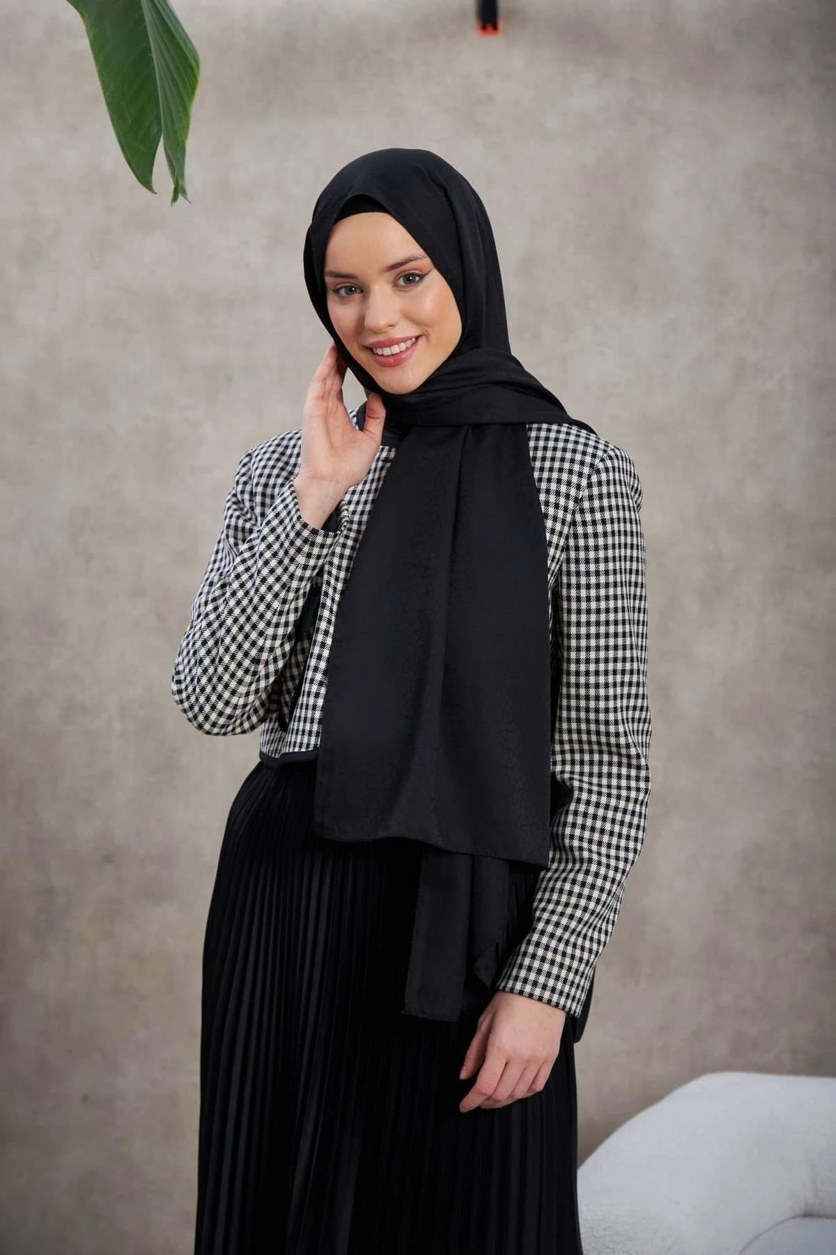 Alesa Desen İpeksi Jakar Şal Siyah 9003-03