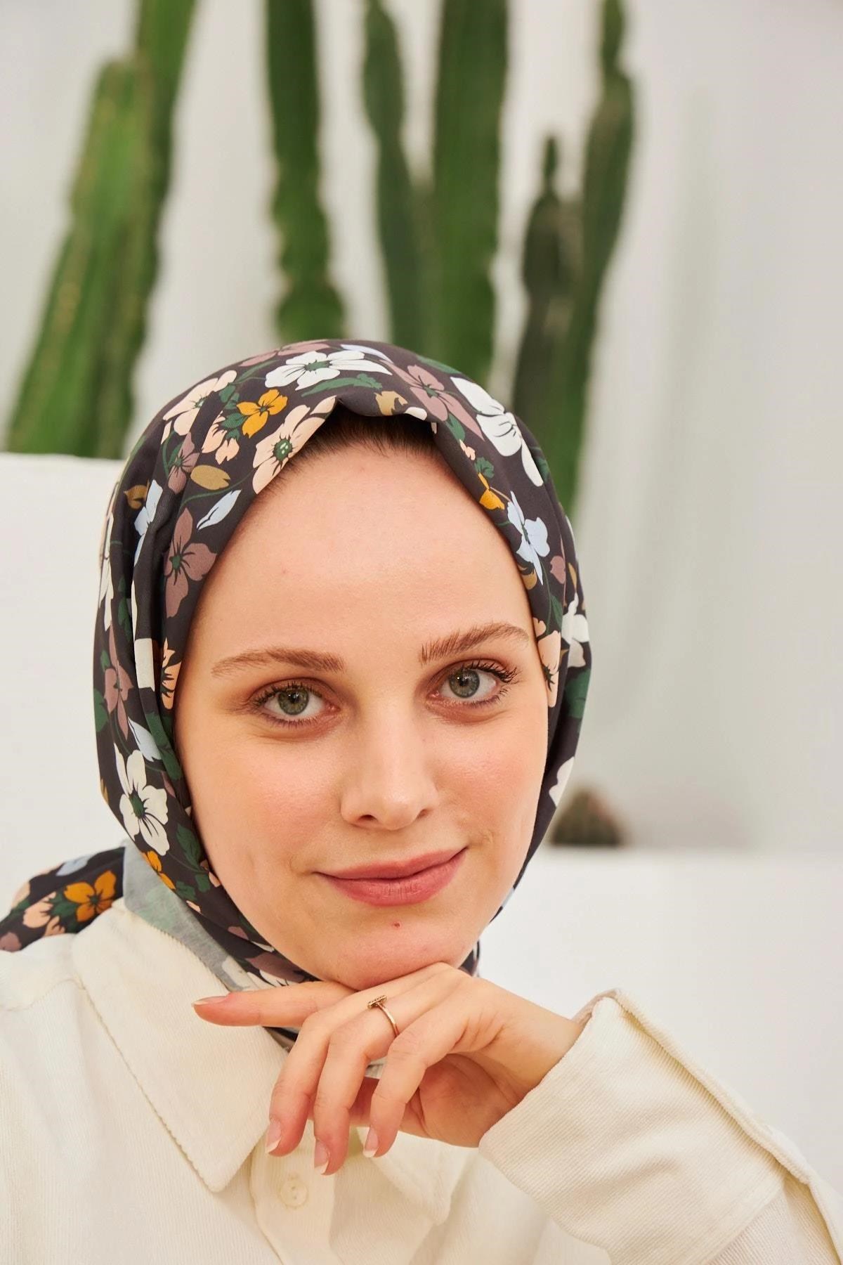 Amelia Desenli Pamuk Şal Siyah Kahve 3025-19