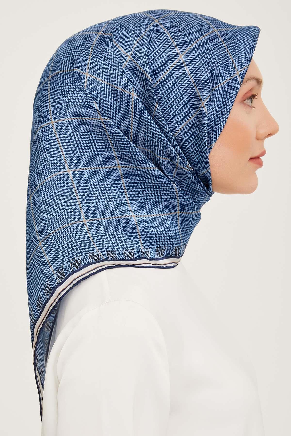 Armine - İpek Eşarp 2023/2024 Sonbahar Kış Sura İpek Mavi 9029-03