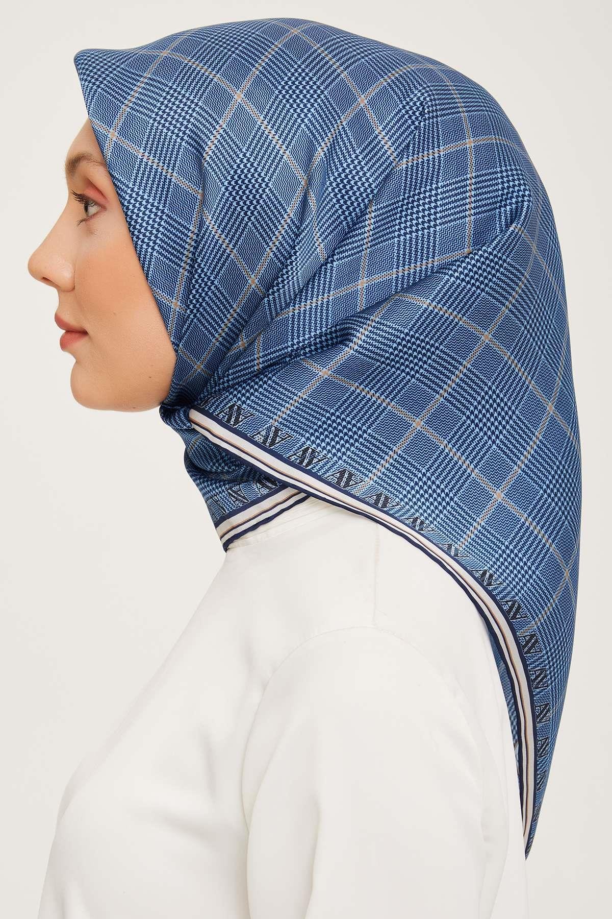 Armine - İpek Eşarp 2023/2024 Sonbahar Kış Sura İpek Mavi 9029-03