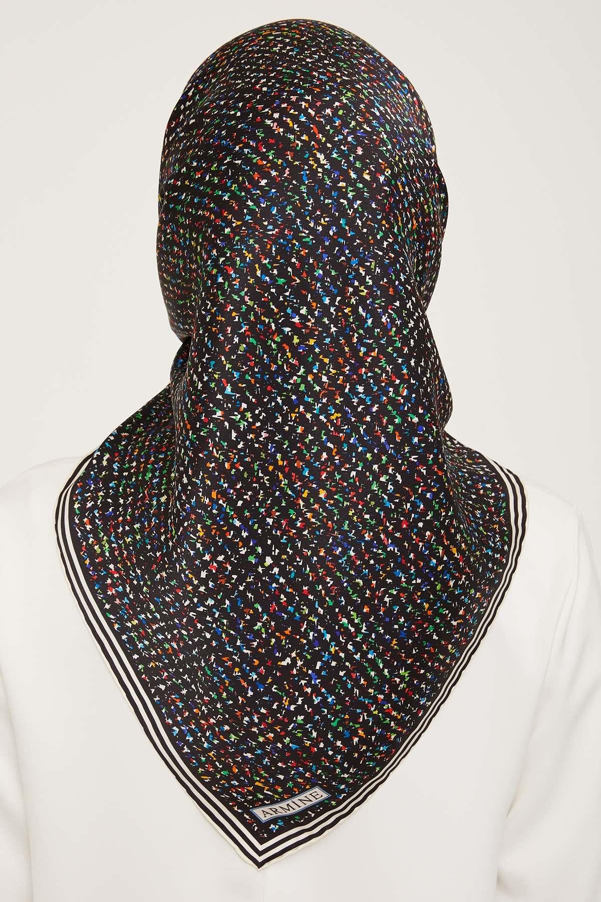 Armine - İpek Eşarp 2023/2024 Sonbahar Kış Twill İpek Siyah Beyaz 9013-09