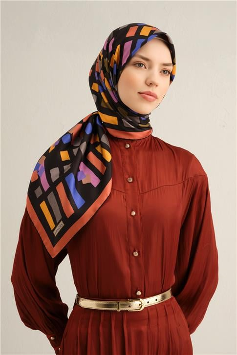 Armine Çiçek Desenli İpek Sura Eşarp 9341 57